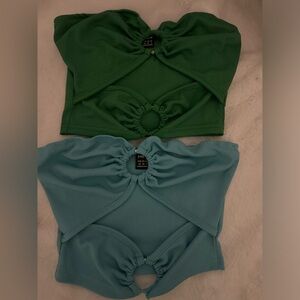 2 tube tops , shein , blue and green